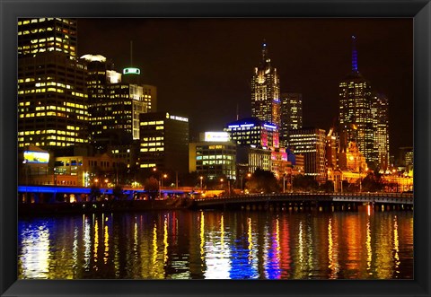 Framed Yarra River, Queens Bridge and CBD, Melbourne, Victoria, Australia Print