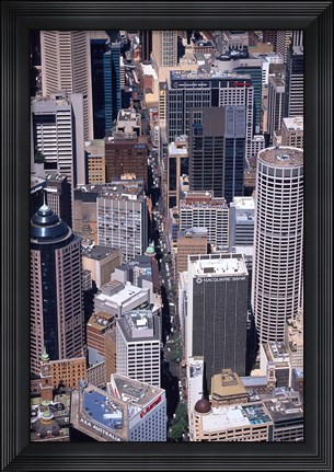 Framed Pitt Street and Sydney CBD, Sydney, Australia Print