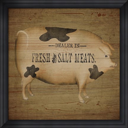 Framed Pig Sign Print