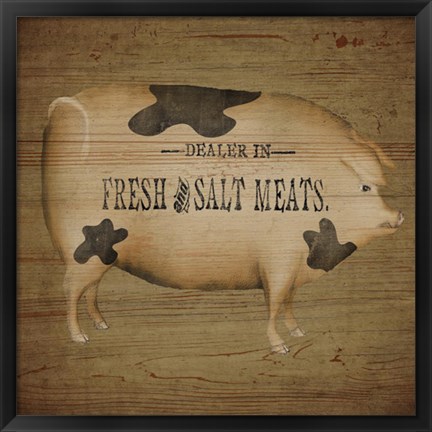 Framed Pig Sign Print