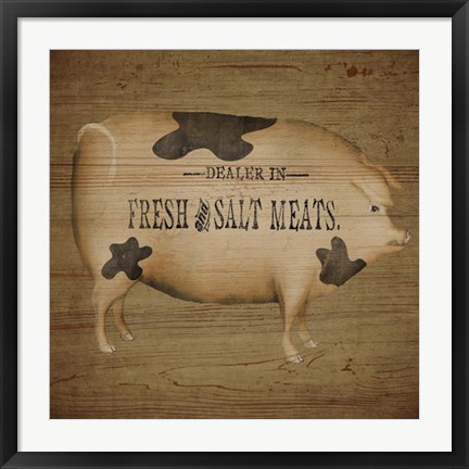 Framed Pig Sign Print