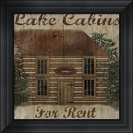 Framed Lake Cabin Print