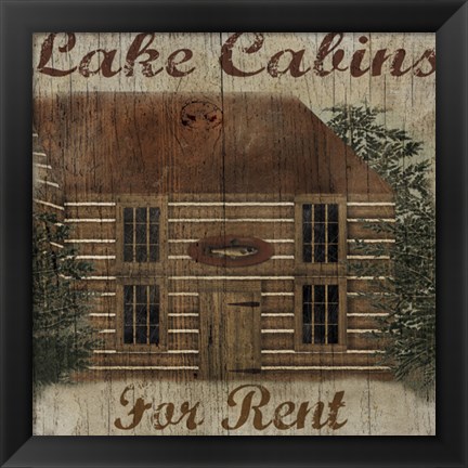 Framed Lake Cabin Print