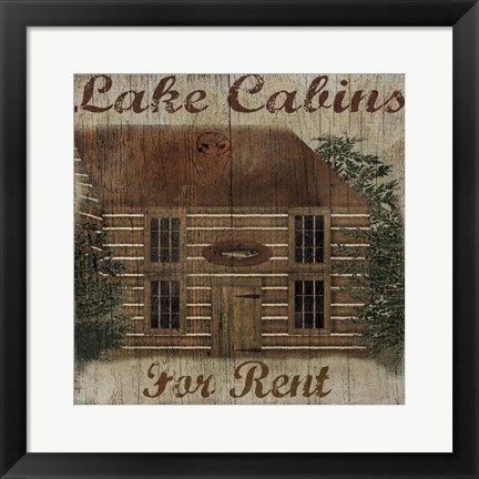 Framed Lake Cabin Print