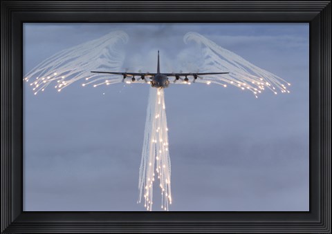 Framed MC-130H Combat Talon Dropping Flares Print