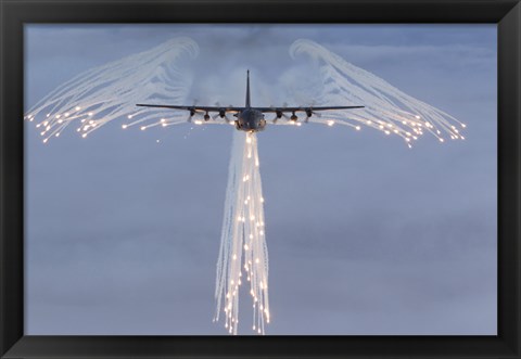 Framed MC-130H Combat Talon Dropping Flares Print