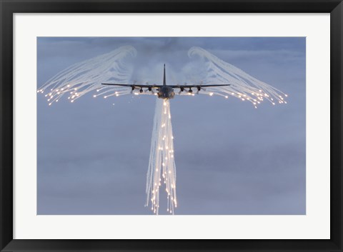 Framed MC-130H Combat Talon Dropping Flares Print