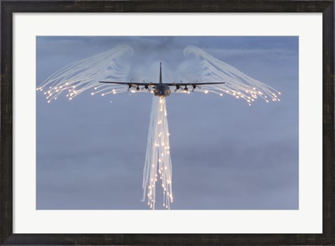 Framed MC-130H Combat Talon Dropping Flares Print