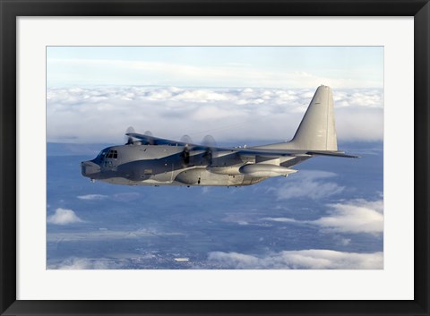 Framed MC-130P Combat Shadow Soars Above the Clouds Print