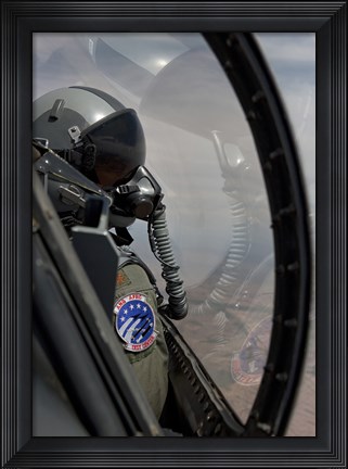Framed F-16 Pilot Checks Position of his Wingman Print