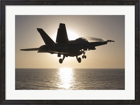 Framed F/A-18F Super Hornet in the Morning Sun over the Arabian Sea Print