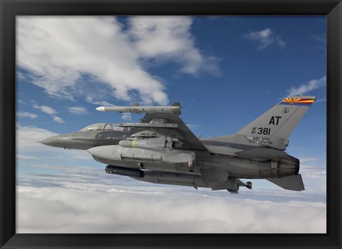 Framed F-16 Fighting Falcon flies with AGM-65 Maverick Print