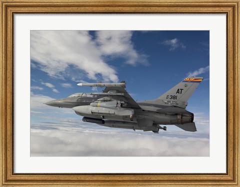 Framed F-16 Fighting Falcon flies with AGM-65 Maverick Print