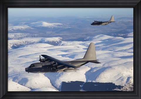 Framed MC-130P Combat Shadow and MC-130H Combat Talon Over Clouds Print