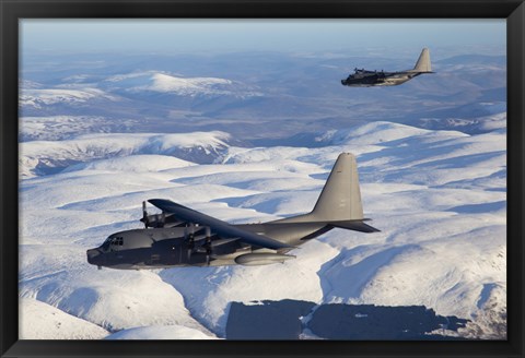 Framed MC-130P Combat Shadow and MC-130H Combat Talon Over Clouds Print