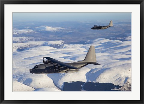 Framed MC-130P Combat Shadow and MC-130H Combat Talon Over Clouds Print