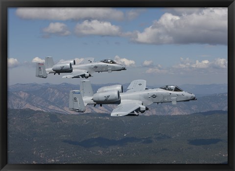 Framed Two A-10 Thunderbolt&#39;s Fly over Mountains in Central Idaho Print