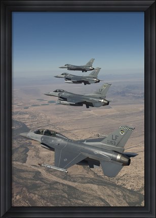 Framed Four F-16&#39;s on a Training Mission Print