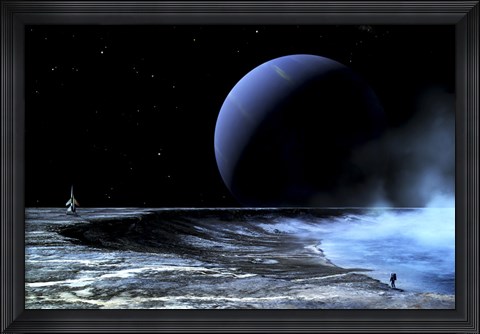 Framed Astronaut Standing on the Edge of a Lake of Liquid Methane Print
