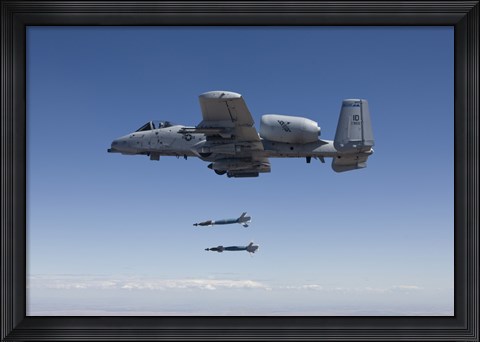 Framed A-10C Thunderbolt Releases Two GBU-12 Laser Guided Bombs Print