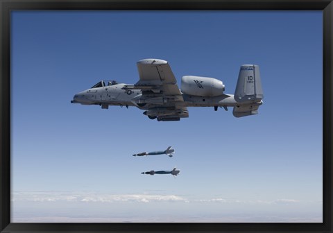 Framed A-10C Thunderbolt Releases Two GBU-12 Laser Guided Bombs Print