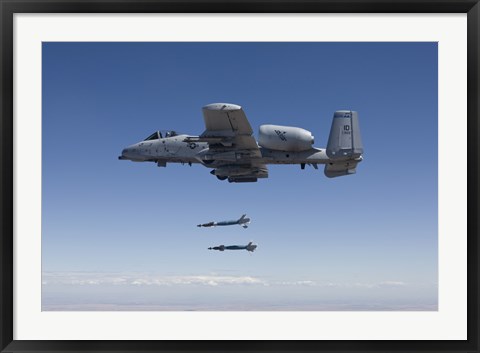 Framed A-10C Thunderbolt Releases Two GBU-12 Laser Guided Bombs Print