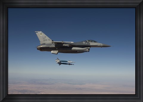 Framed F-16 Fighting Falcon Releases two GBU-12&#39;s Print
