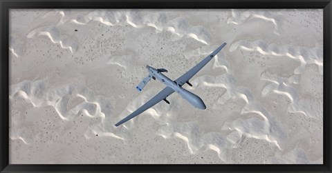 Framed MQ-1 Predator Flies over the White Sands National Monument, New Mexico Print