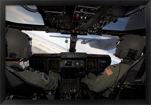 Framed CV-22 Osprey conducts Aerial Refueling with an HC-130 Print