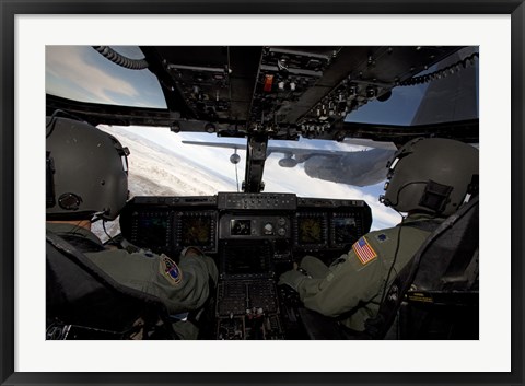 Framed CV-22 Osprey conducts Aerial Refueling with an HC-130 Print