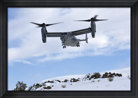 Framed CV-22 Osprey Prepares to Land During a Training Mission Print
