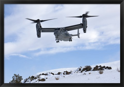 Framed CV-22 Osprey Prepares to Land During a Training Mission Print