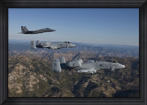 Framed F-15 Eagle and Two A-10 Thunderbolts, Central Idaho Print