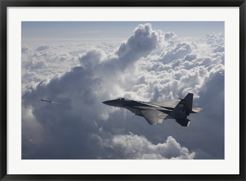 Framed F-15 Eagle Fires an AIM-9X Missile Print