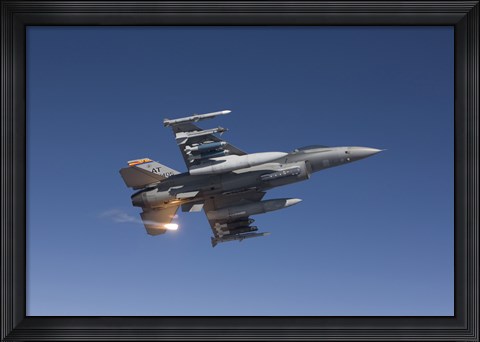 Framed F-16 Fighting Falcon Releases a Flare Print