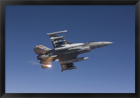 Framed F-16 Fighting Falcon Releases a Flare Print