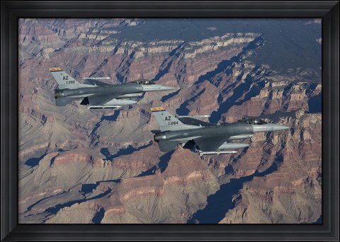Framed F-16&#39;s fly in formation near the Grand Canyon, Arizona Print