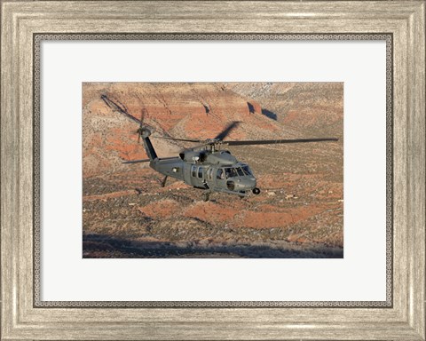 Framed HH-60G Pave Hawk Flies a Low Level Route in New Mexico Mountains Print
