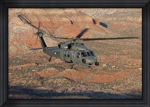 Framed HH-60G Pave Hawk Flies a Low Level Route in New Mexico Mountains Print