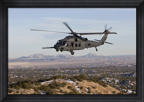 Framed HH-60G Pave Hawk Flies a Low Level Route over New Mexico Print