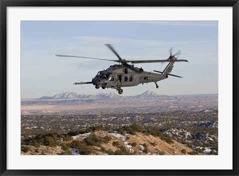 Framed HH-60G Pave Hawk Flies a Low Level Route over New Mexico Print