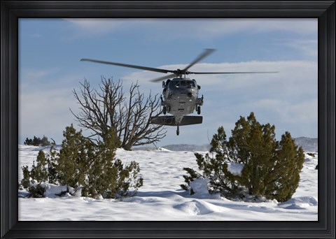 Framed HH-60G Pave Hawk Flies Low in New Mexico Print
