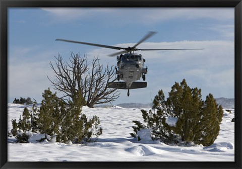 Framed HH-60G Pave Hawk Flies Low in New Mexico Print