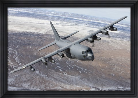 Framed MC-130 Aircraft Manuevers over New Mexico Print