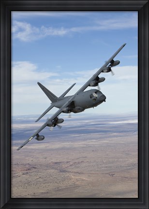 Framed MC-130 Manuevers During a Training Mission Print