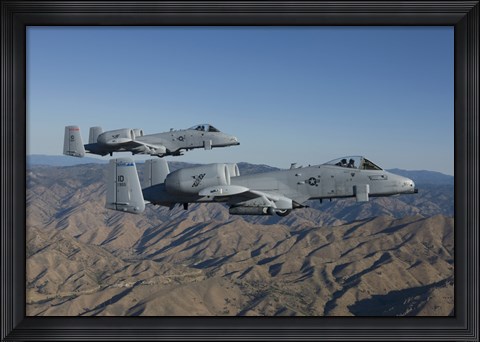 Framed Two A-10 Thunderbolt&#39;s Fly over Central Idaho Print