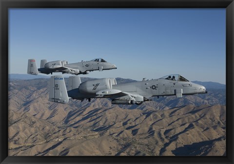 Framed Two A-10 Thunderbolt&#39;s Fly over Central Idaho Print