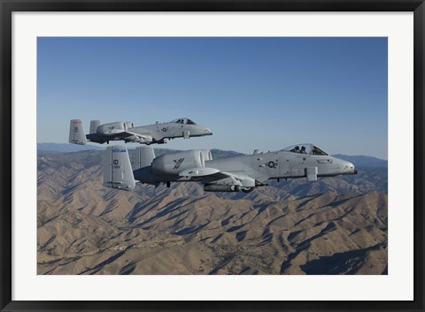 Framed Two A-10 Thunderbolt&#39;s Fly over Central Idaho Print