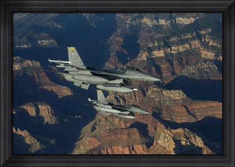 Framed Two F-16&#39;s fly in Formation over the Grand Canyon, Arizona Print