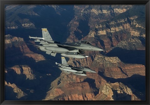 Framed Two F-16&#39;s fly in Formation over the Grand Canyon, Arizona Print